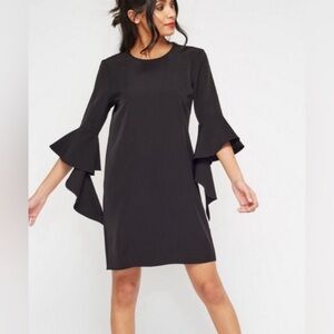 EUC Miss Selfridge Ruffle Bell Sleeve Black Dress sz 6